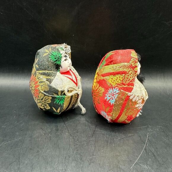 Vintage Japanese Dolls Daruma Hime Ningyo Pair Empress Jingu Hand painted - Picture 2 of 11